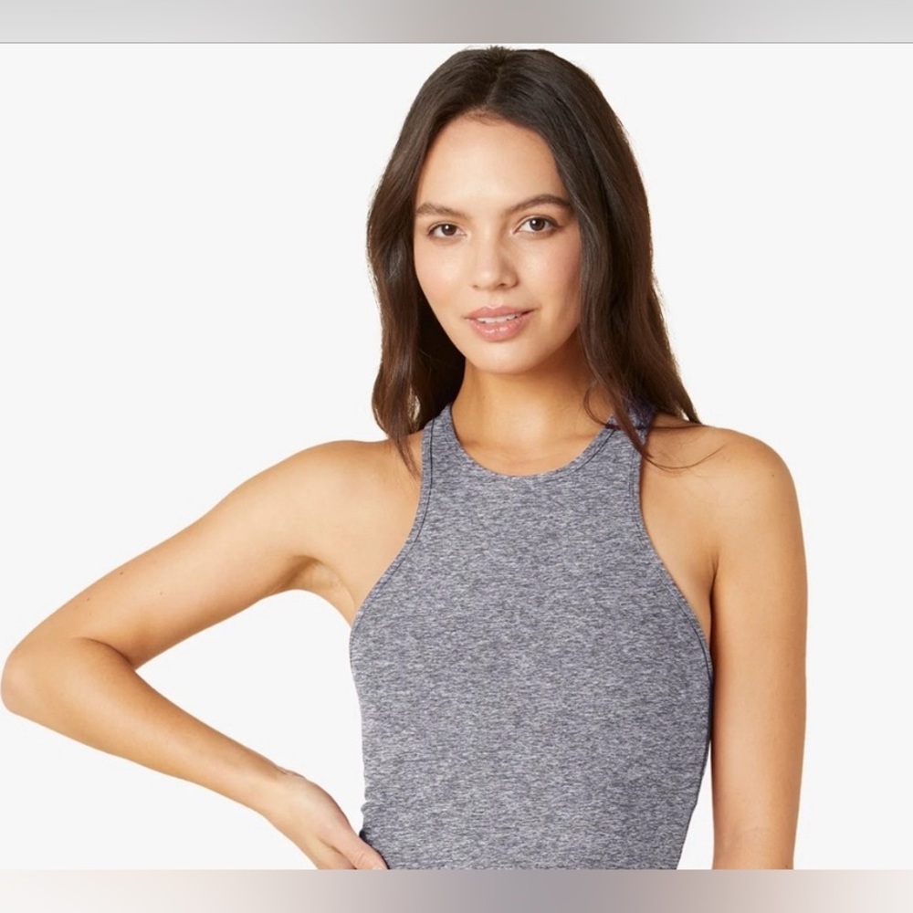 Beyond Yoga | Space Dye Studio Tank Heather Gray/Black